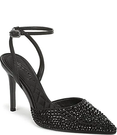 Hana Rhinestone Embellished Pointed Toe Ankle Strap Dress Pumps by Sam Edelman
