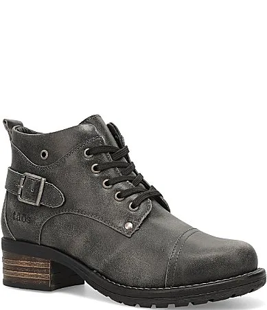 Mini Crave Distressed Leather Buckle Strap Hardware Ankle Booties by Taos
