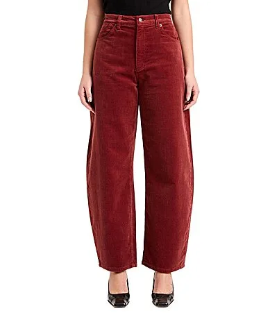 Gigi High Rise Barrel Leg Corduroy Pants by Rolla's
