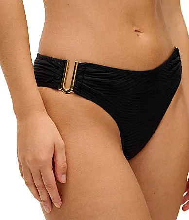 Cala Cuba Solid Moderate Coverage Gold U-Wire Hipster Swim Bottom by Freya