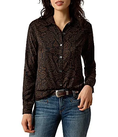 Homestyle Woven Print Point Collar Long Sleeve Shirt by Ariat