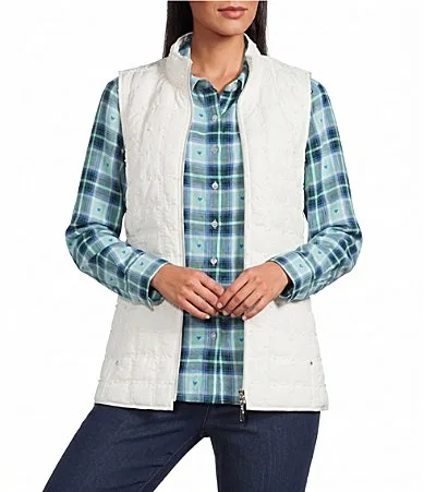 Boucle Knit Sleeveless Two-Way Zip Front Vest by Allison Daley