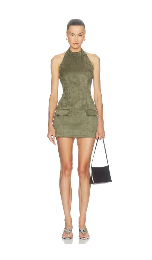 SNDYS x Revolve Amelia Faux Suede Halter Mini Dress by Sndys