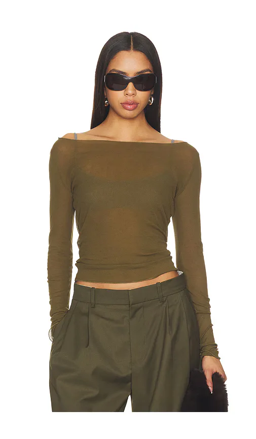 Boat Neck Long Sleeve Tee by Wao