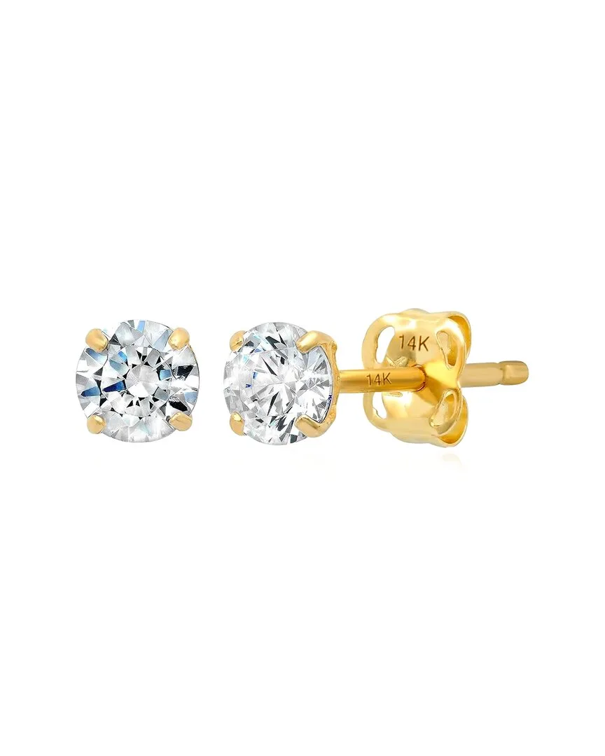 14K Cz Stud Earrings by Maxcolor