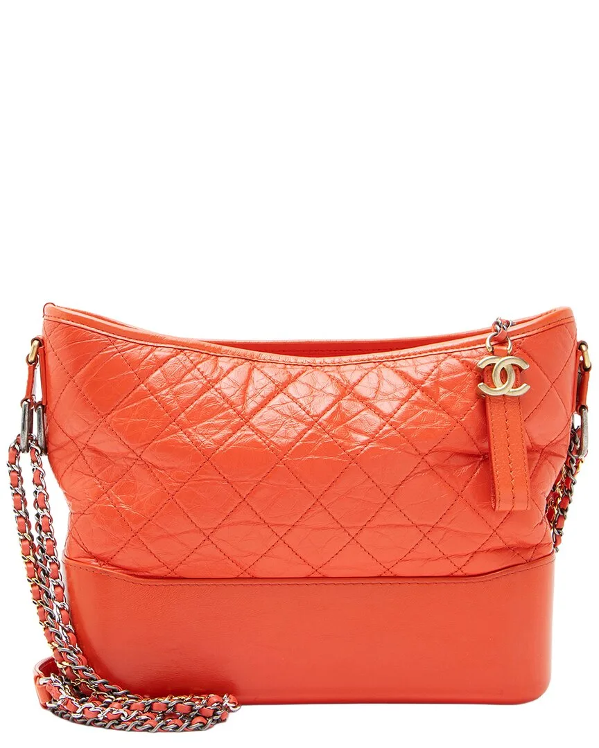 Orange Aged Calfskin & Leather Gabrielle Medium Hobo (authentic Pre-Loved) by CHANEL