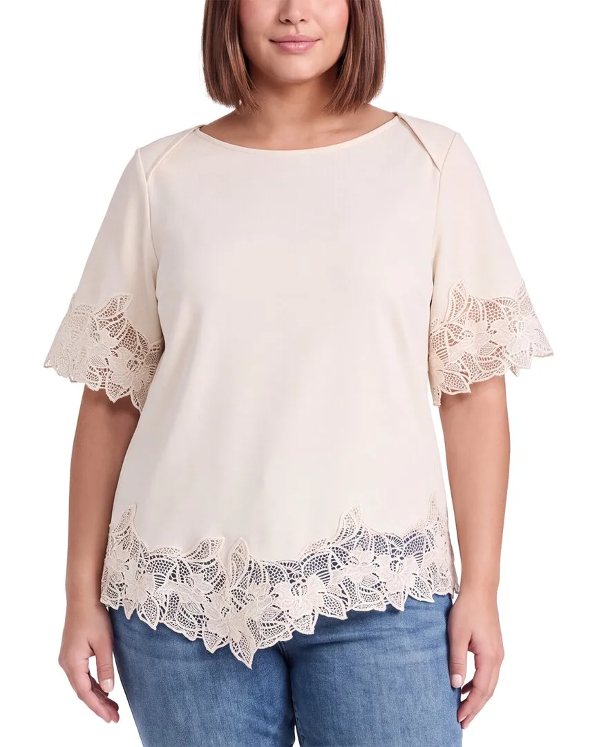 Embroidered Solid Top by Anne Klein
