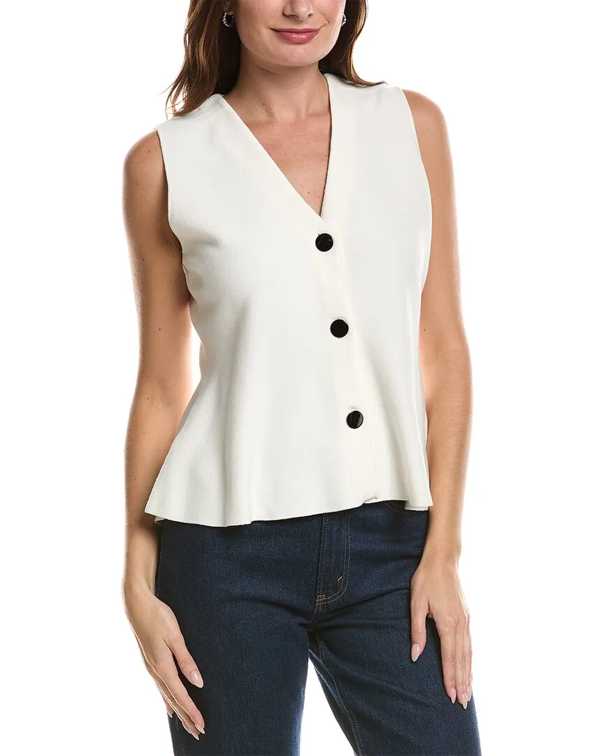 V-Neck Peplum Vest by Anne Klein