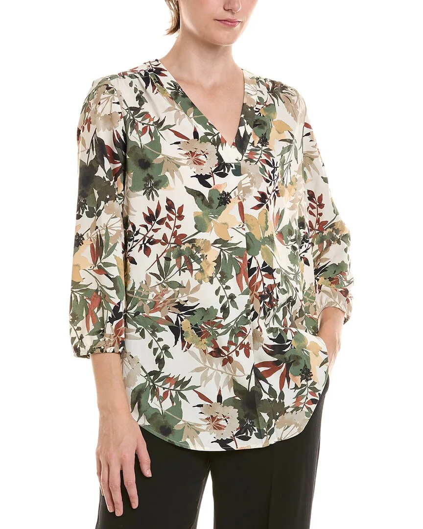 Pleated Front 3/4-Sleeve Blouse by Jones New York