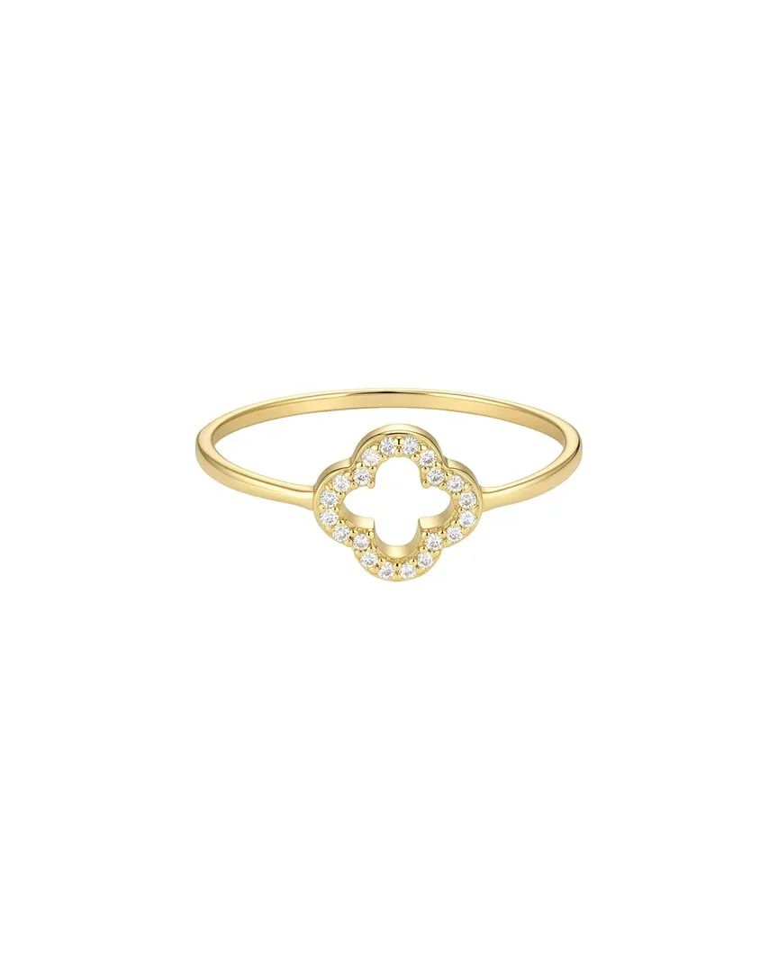 14K Plated Cz Outline Clover Ring by Adornia