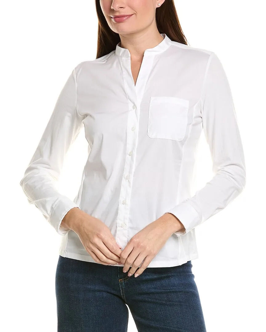 Stand Collar Boyfriend Shirt by Jones New York