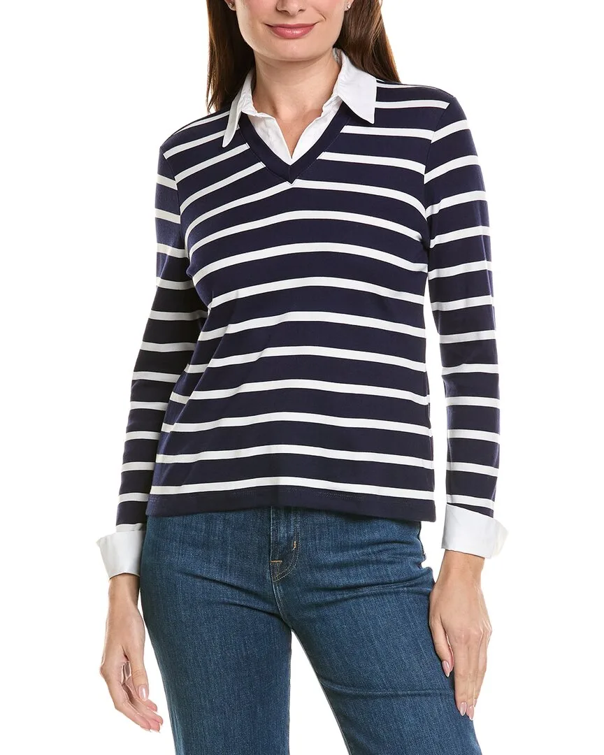 Poplin Trim Pullover by Jones New York