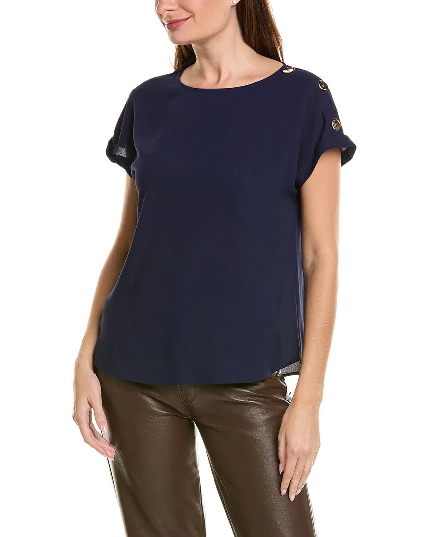 Shoulder Button Detail Blouse by Jones New York