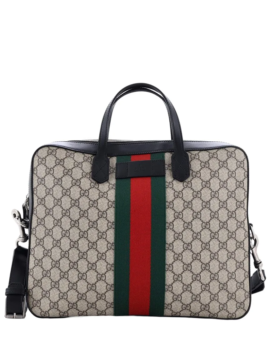 Web Zip Around Briefcase Gg Coated Medium (authentic Pre-Loved) by Gucci