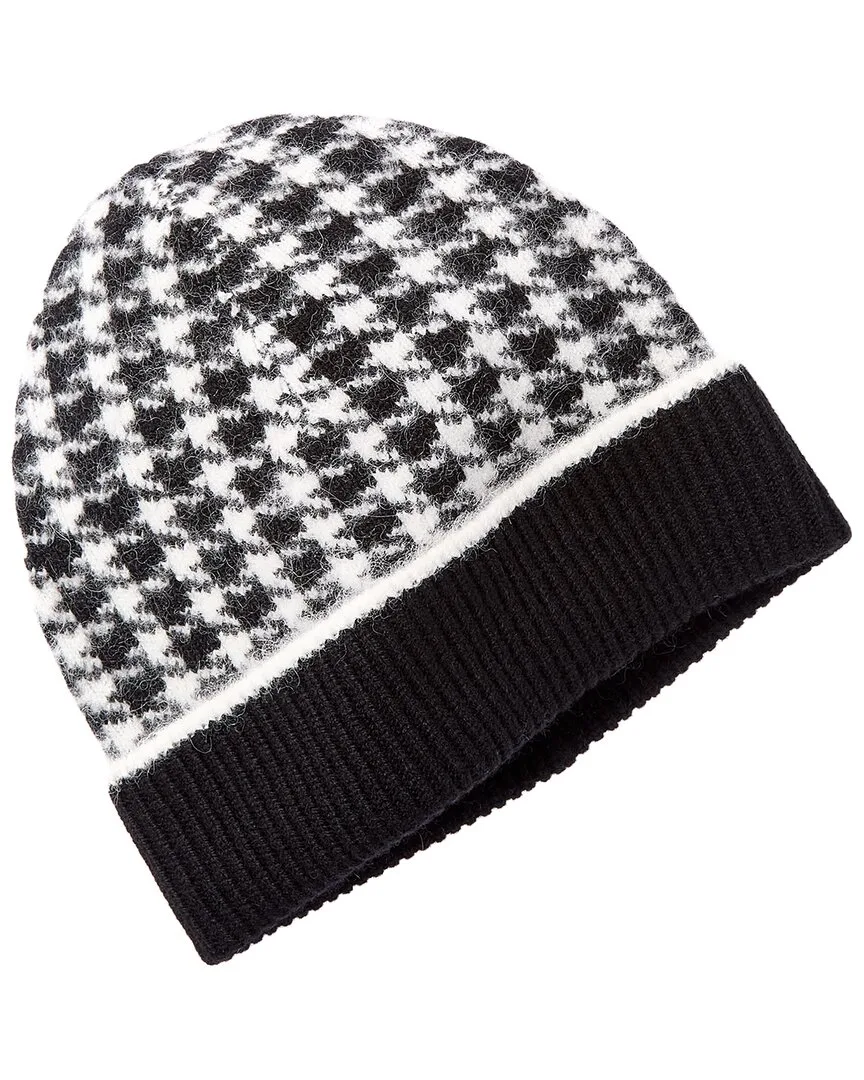 Houndstooth Jacquard Cuffed Cashmere Hat by Bruno Magli