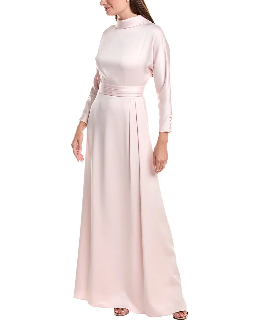 Teri Jon by Rickie Freeman Crepe Back Satin Mock Neck Dolman Sleeve Dress by Teri Jon
