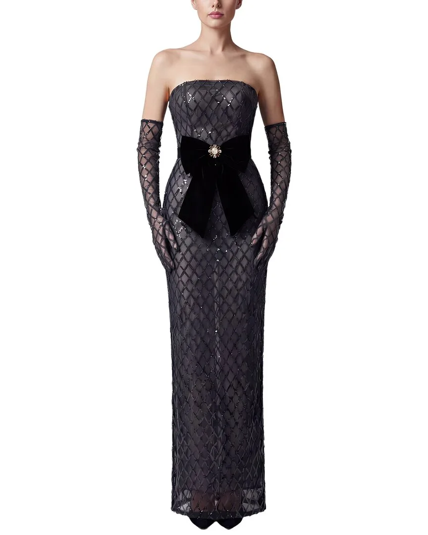 2Pc Maxi Dress & Gloves Set by Monique Lagarde