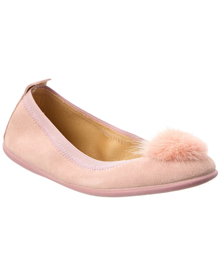 Pompom Suede Ballerina Flat by Elephantito