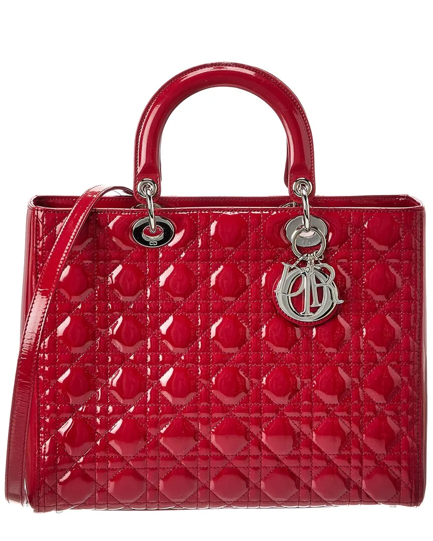 Red Cannage Patent Calf Patent Leather Shoulder Bag (authentic Pre-Loved) by Dior