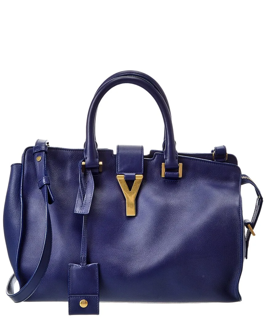 Blue Calf Leather 2Way Shoulder Bag (authentic Pre-Loved) by Saint Laurent