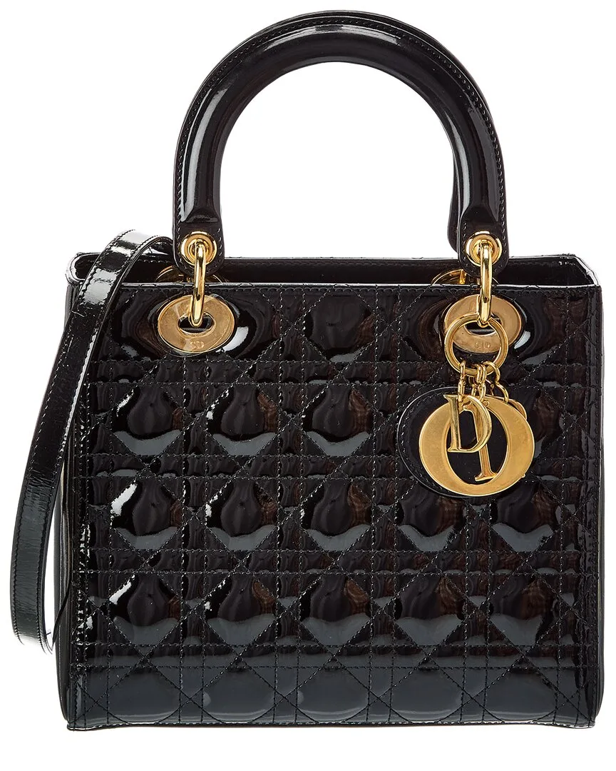 Black Cannage Patent Cannage Shoulder Bag (authentic Pre-Loved) by Dior