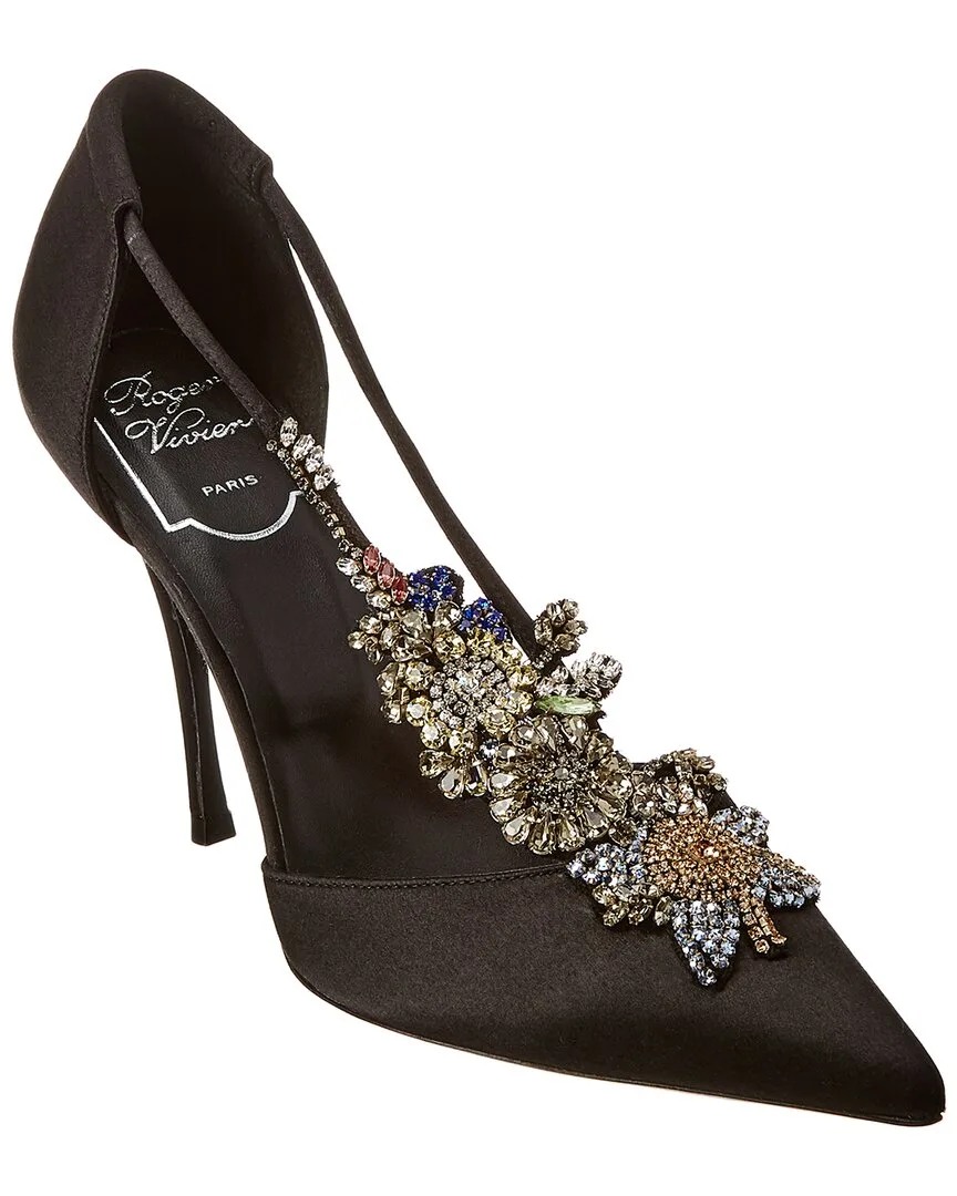 Dorsay V Sin Courrone De Fleurs Silk Pump by Roger Vivier