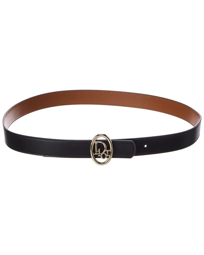 Oblique Fine Reversible Leather Belt by Dior