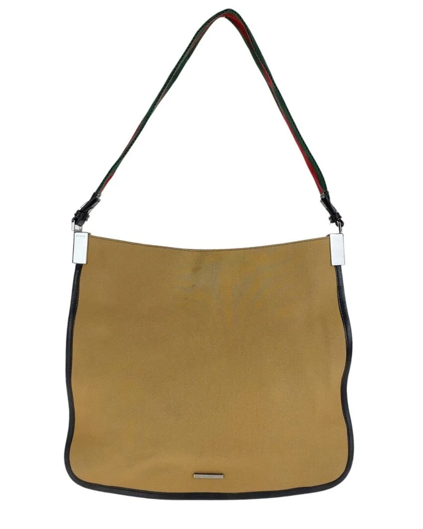 Beige Canvas Shelley Line Hobo Shoulder Bag (authentic Pre-Loved) by Gucci
