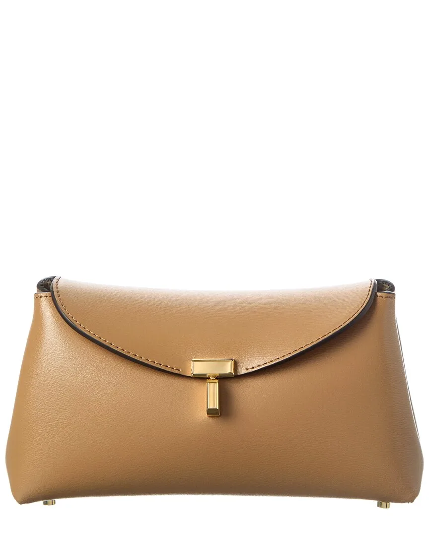 T Lock Mini Leather Clutch by Totême