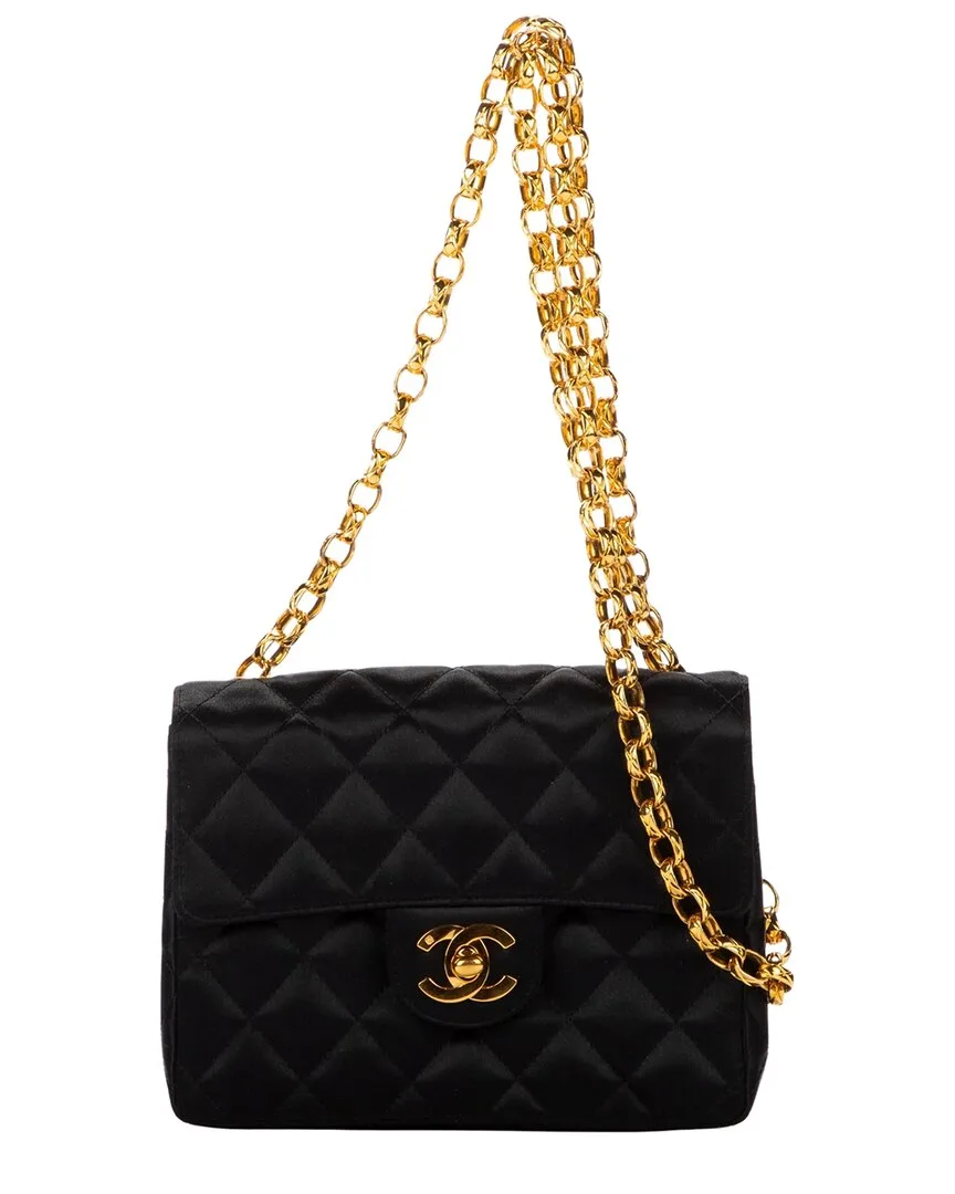 Black Satin Canvas Classic Mini Timeless Square Flap (authentic Pre-Loved) by CHANEL