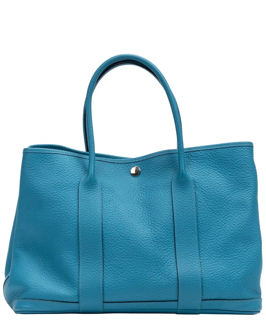 Turquoise Blue Fjord Leather Garden Party 36 (authentic Pre-Loved) by Herms