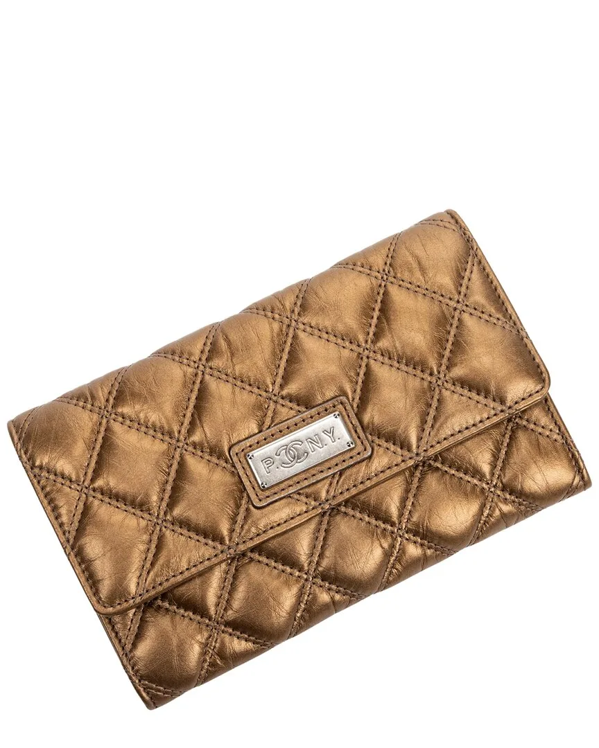 Gold Calfskin Quilted Leather Ltd. Ed. Paris-New York Flap Wallet (authentic Pre-Loved) by CHANEL