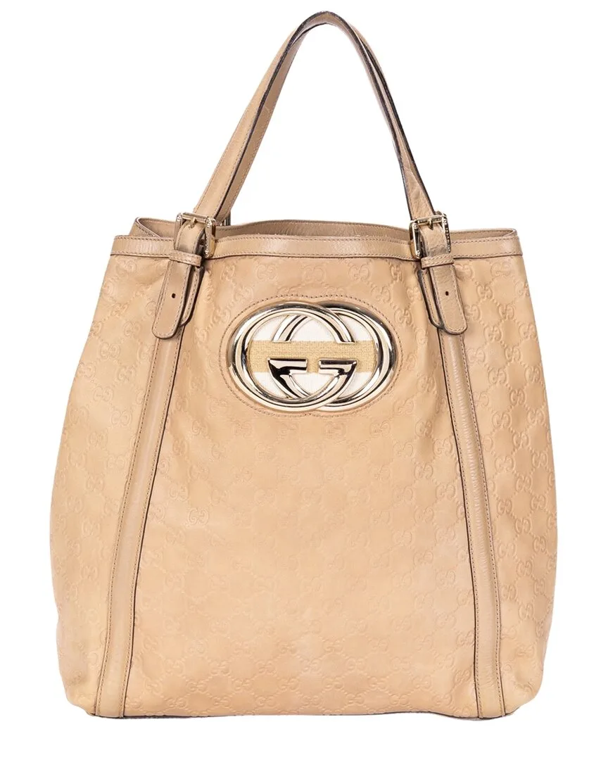 Beige Guccissima Leather Large Britt Tote (authentic Pre-Loved) by Gucci