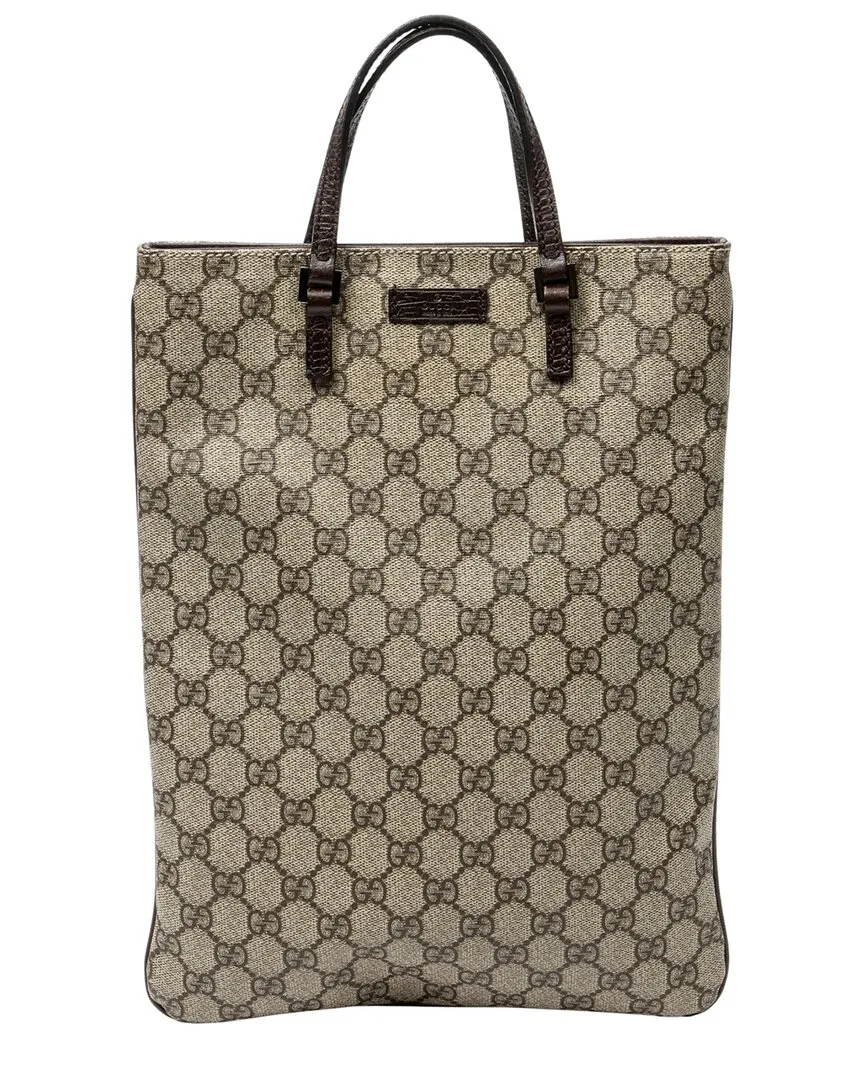 Brown & Beige Supreme Coated Canvas Flat Tote (authentic Pre-Loved) by Gucci