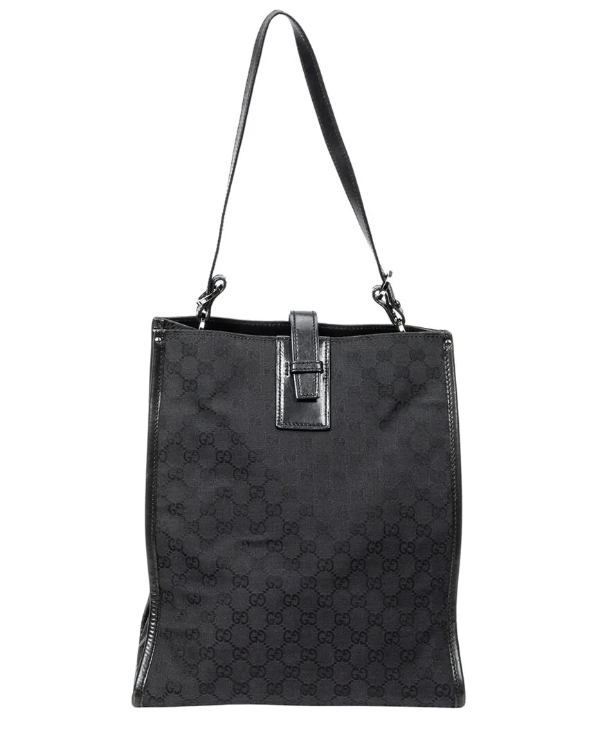 Black Monogrammed Canvas Vertical Tote (authentic Pre-Loved) by Gucci