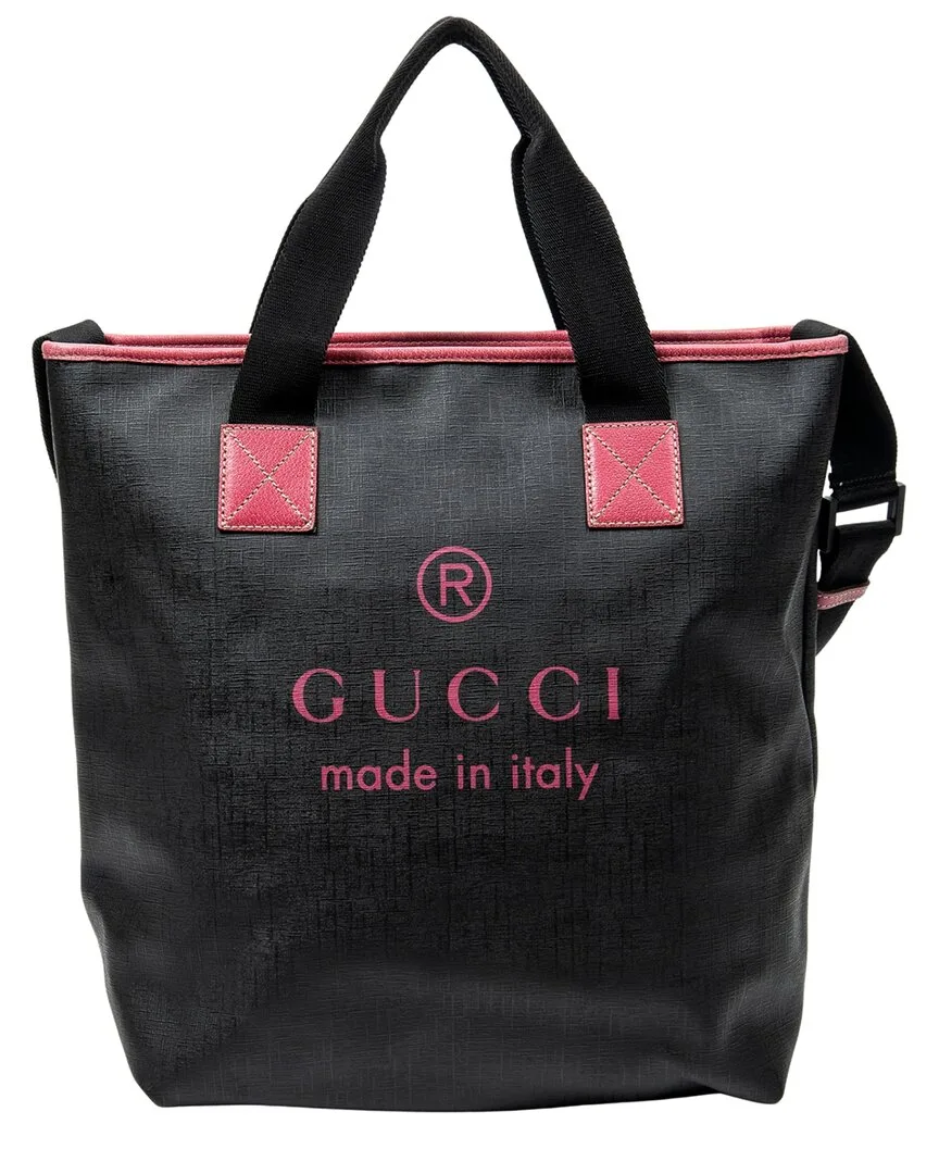 Black & Pink Coated Canvas Vertical Tote (authentic Pre-Loved) by Gucci