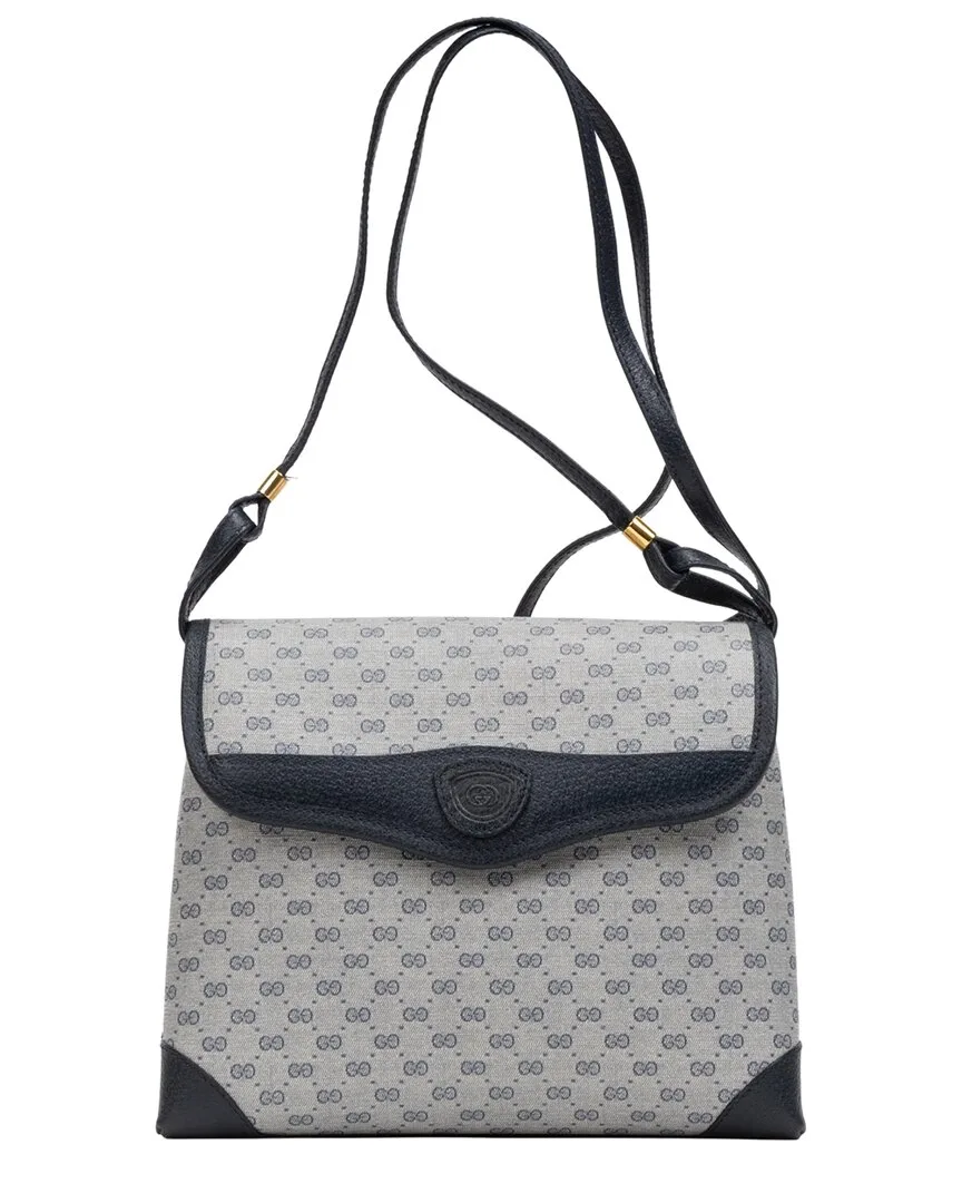 Navy Blue & Ivory Micro Supreme Coated Canvas Shoulder Flap (authentic Pre-Loved) by Gucci