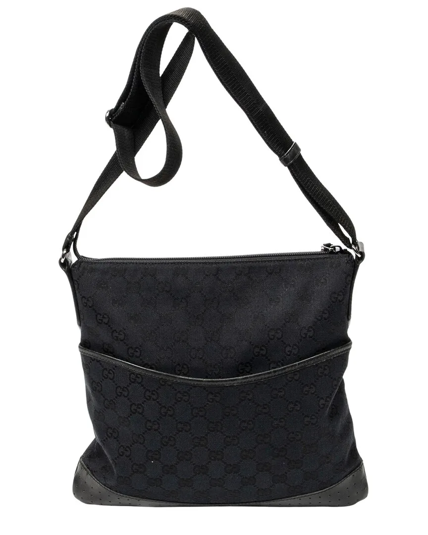 Black Monogrammed Canvas Medium Messenger (authentic Pre-Loved) by Gucci