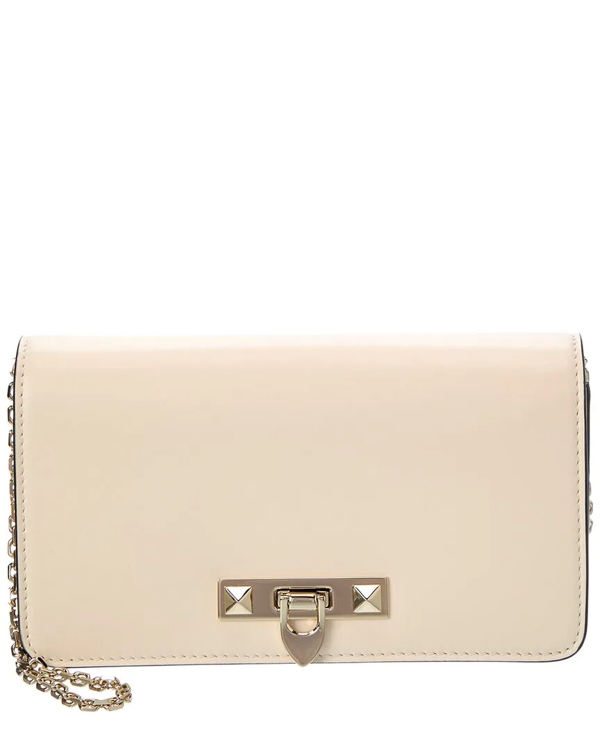 Rockstud Leather Wallet on Chain by Valentino