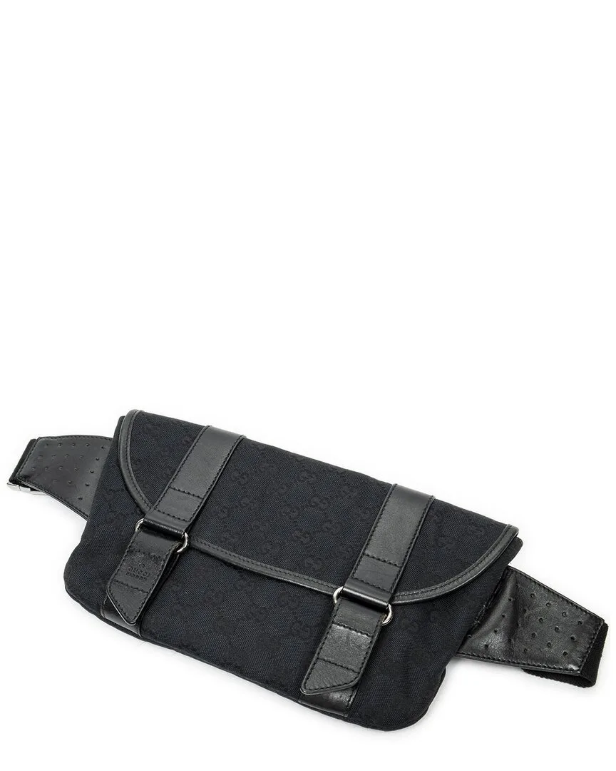 Black Monogrammed Canvas Flap Waist Bag (authentic Pre-Loved) by Gucci