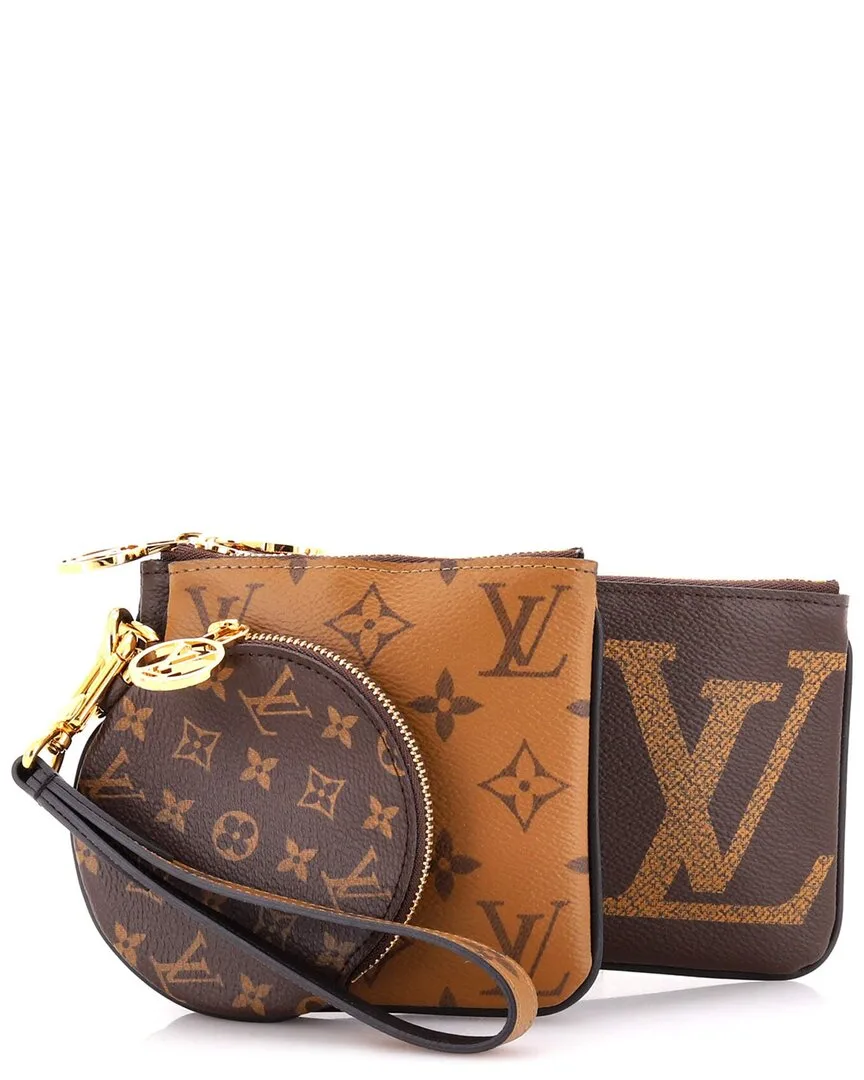 Brown Reverse Monogram Giant Trio Pouch Set (authentic Pre-Loved) by Louis Vuitton