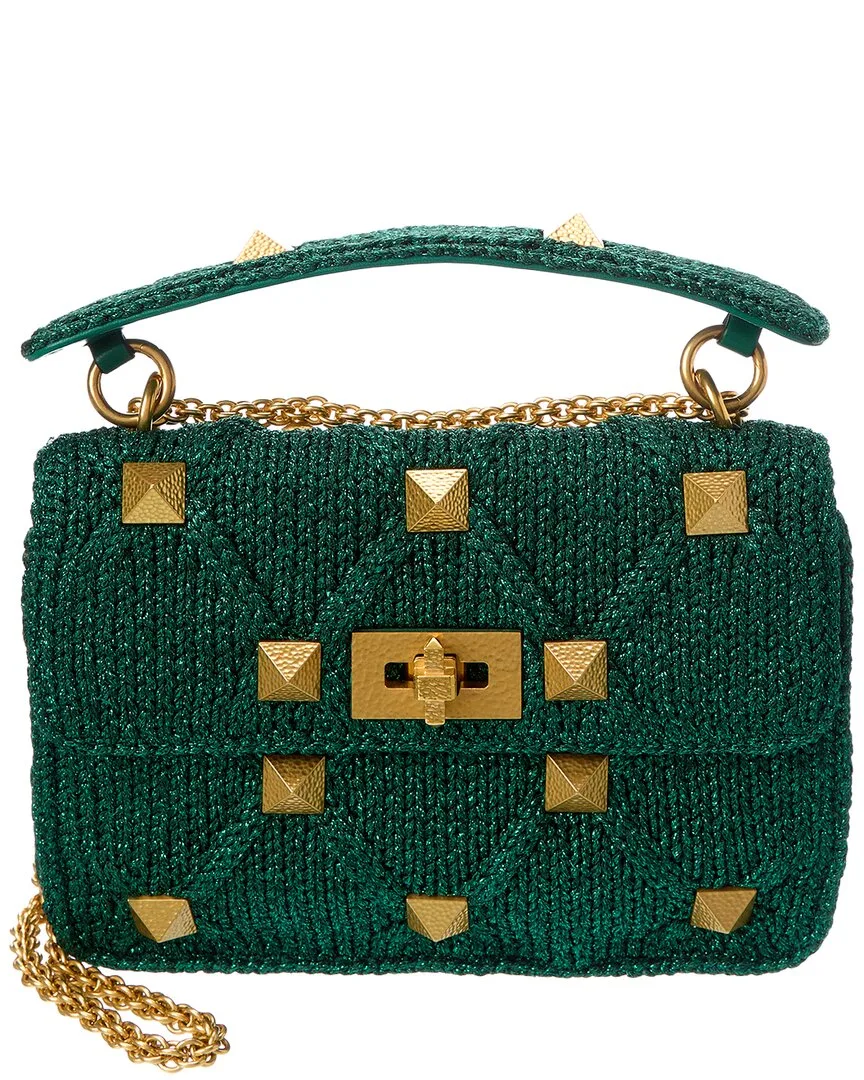 Roman Stud Medium Lurex Shoulder Bag by Valentino