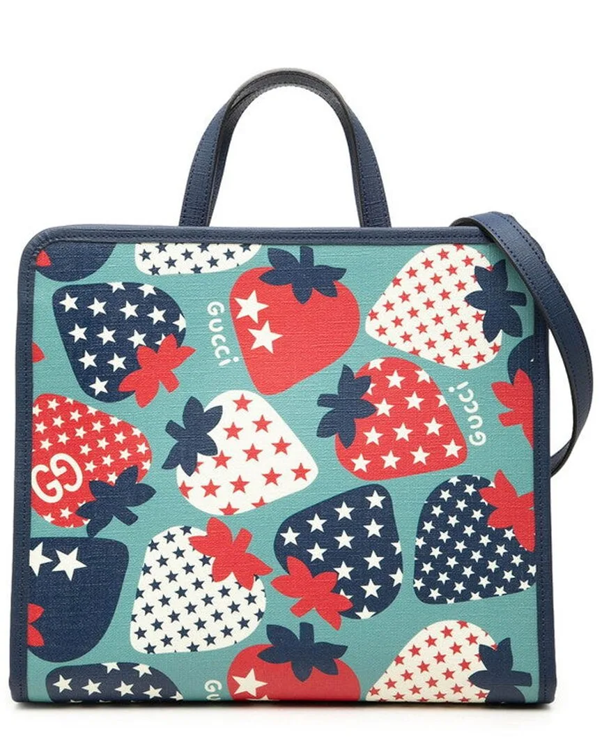 Blue Faux Leather Childrens Strawberry Star Handbag (authentic Pre-Loved) by Gucci