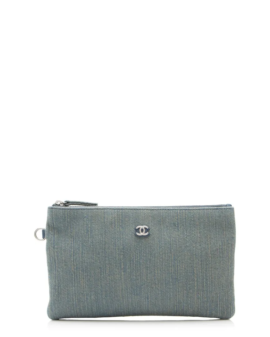 Blue Denim & Leather Small Pochette, Never Carried (authentic Pre-Loved) by CHANEL