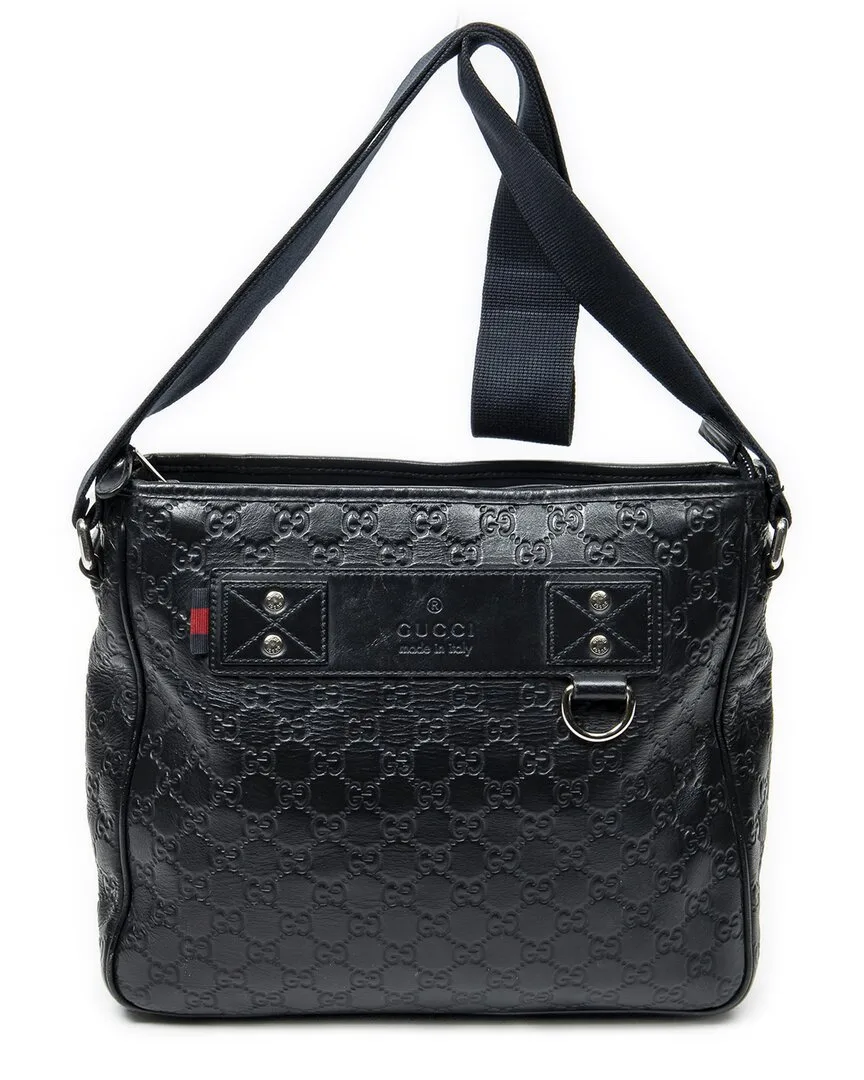 Navy Guccissima Leather Messenger Crossbody (authentic Pre-Loved) by Gucci