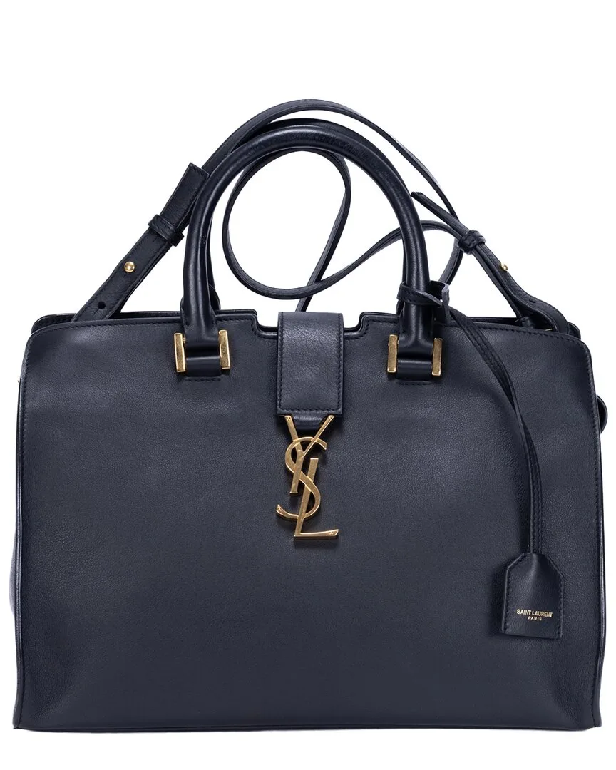 Black Soft Calfskin Leather Baby Cabas (authentic Pre-Loved) by Saint Laurent