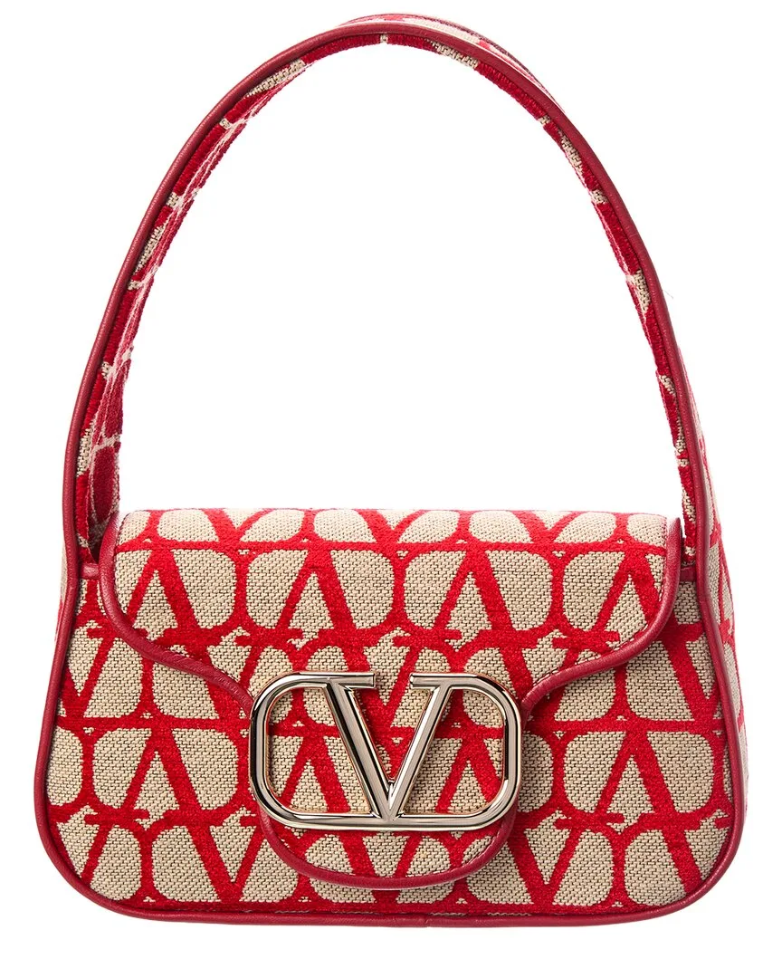 Vlogo Small Toile Iconographe Canvas & Leather Shoulder Bag by Valentino