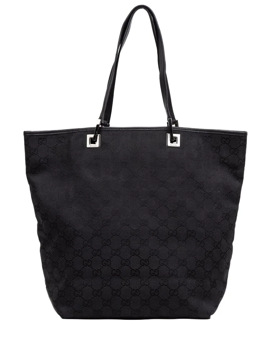 Black Monogrammed Canvas Tall Tote (authentic Pre-Loved) by Gucci