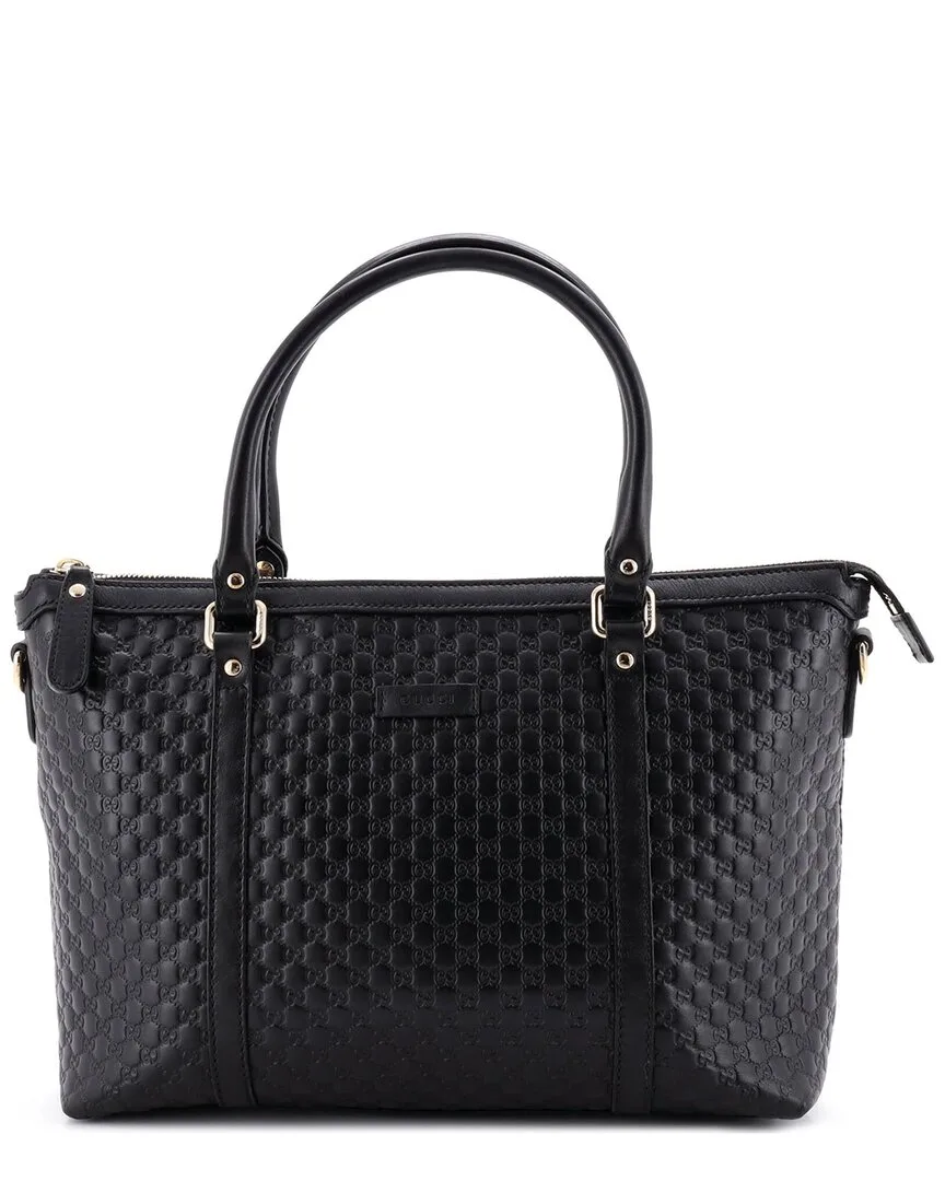 Black Microguccissima Leather Margaux Tote Small (authentic Pre-Loved) by Gucci