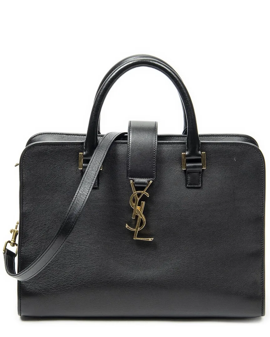 Black Calfskin Leather Small Monogram Cabas (authentic Pre-Loved)